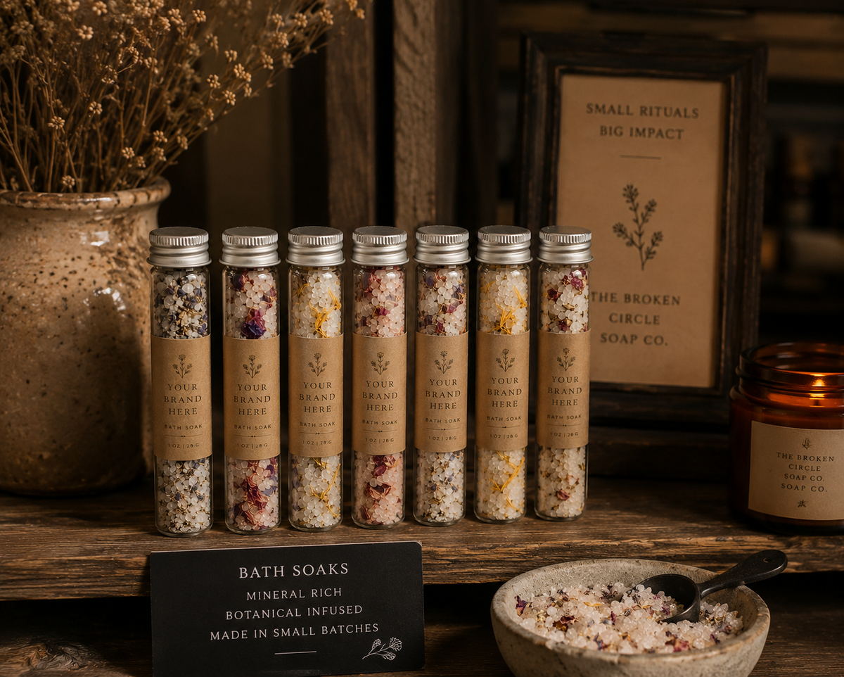 Private Label Mini Bath Soaks | 1oz Vials: Lavender Chamomile