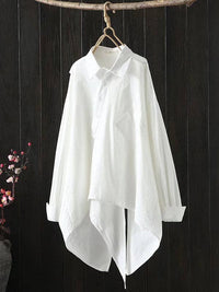 Urban Loose Black White Long Sleeves Irregular Blouse: BLACK / One_size