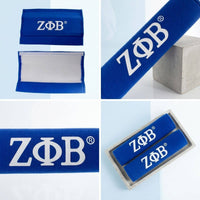 Zeta Phi Beta Blue Seat Belt Cover Set: Blue and White / Multi Tone / 9.5 x 2.5 inches
