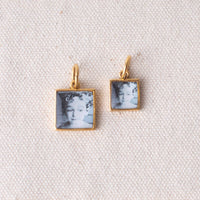 Custom Personalized Square Photo Artwork Logo Charms: Antique Gold / Small