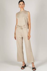 P. CILL Butter Modal Side Binding Wide Leg Pants: Black