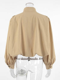 Bubble Sleeve Cropped Trench Coat Women Khaki N6D088: Khaki / L