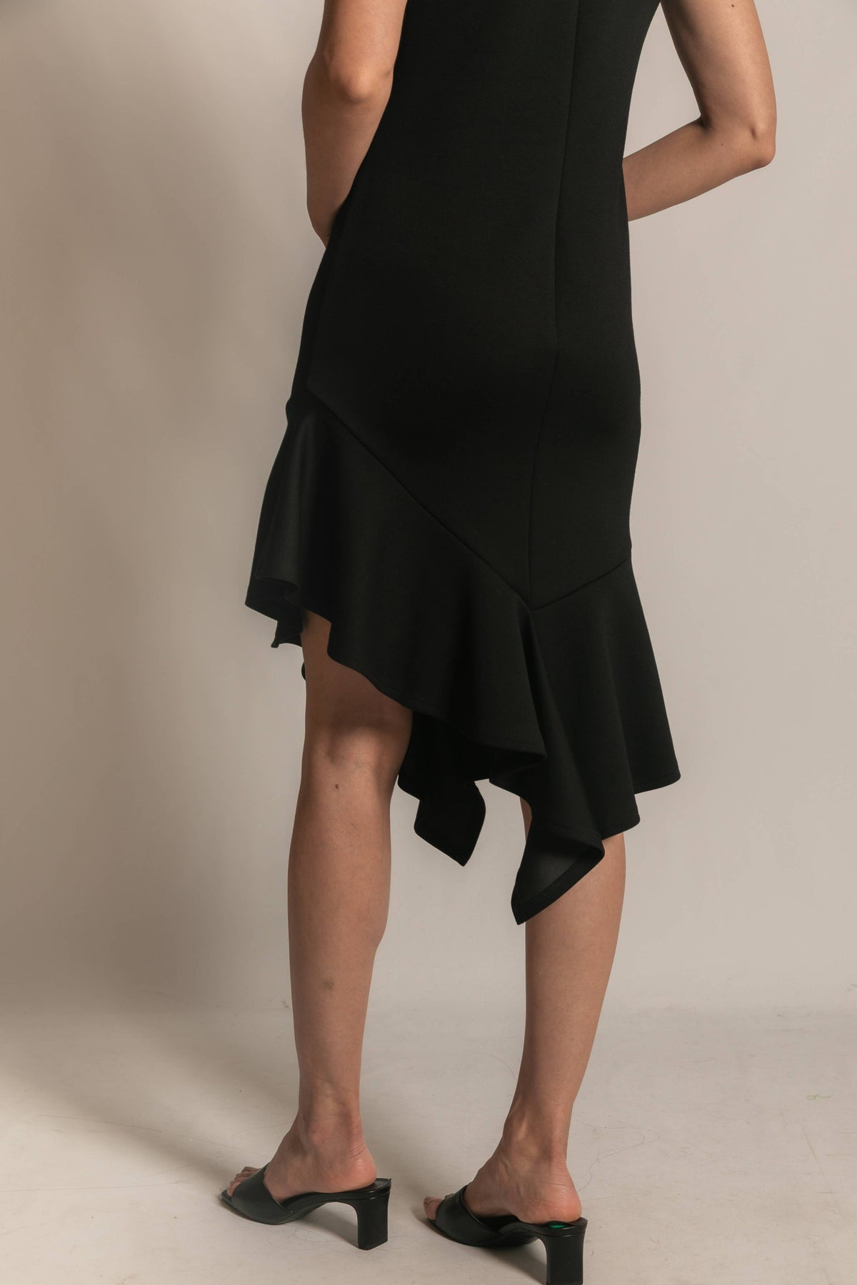 P. CILL Butter Modal Ruffle Bottom Sleeveless Midi Dress: Black / S