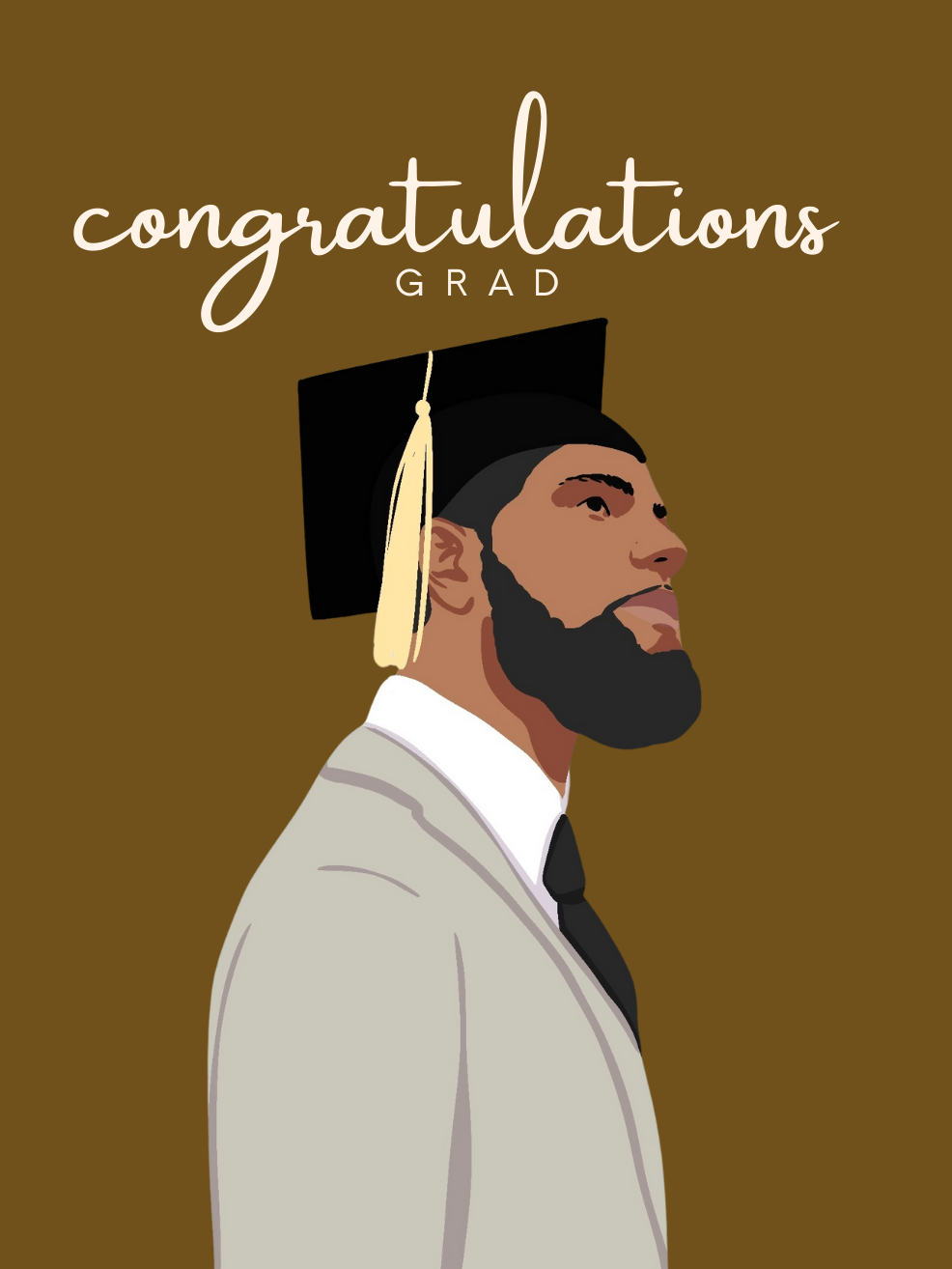 Focused Grad | Black Man Graduate | Congratulations Grad