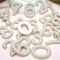 0-9 Number Set Pearl Rhinestone Patches for DIY Project: Pearl / 0 to 9 set