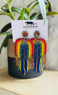 Rainbow Beaded Statement Earrings Pride Colorful Nature