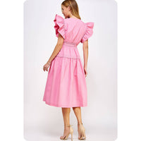 Francine Flutter Sleeve Poplin Midi Dress: Multiple colors