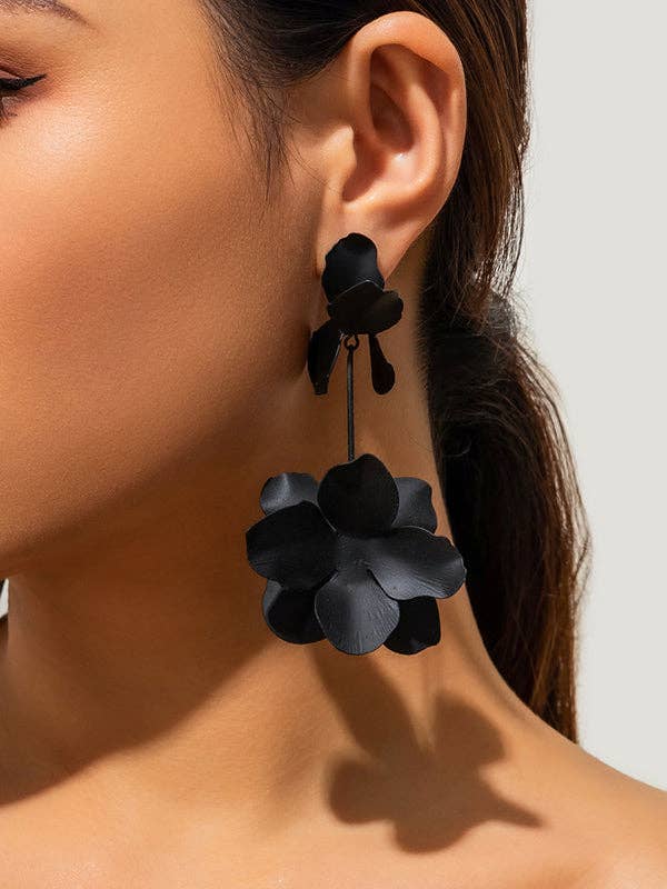 Flower Shape Drop Earrings Earrings Accessories: GOLD / One_size