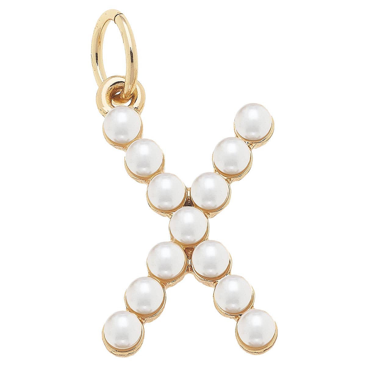 Pearl-Studded Letter Charm in Ivory: J