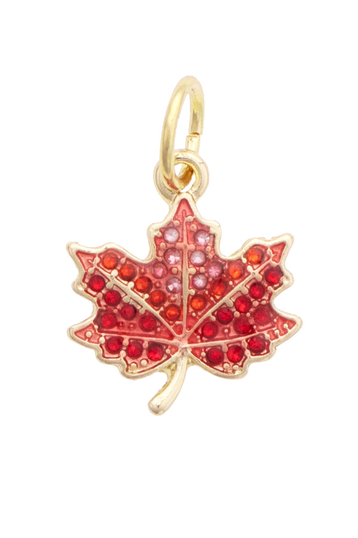 Pave Maple Leaf Charm in Red