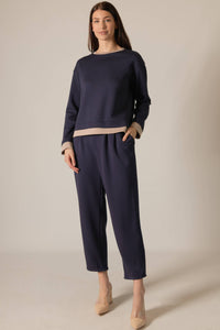 P. CILL Butter Modal Contrast Border Top: Black/Ivory / Large
