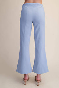 High Waist Stitch Pleats Flare Crop Stretchy Pants: Pink / M