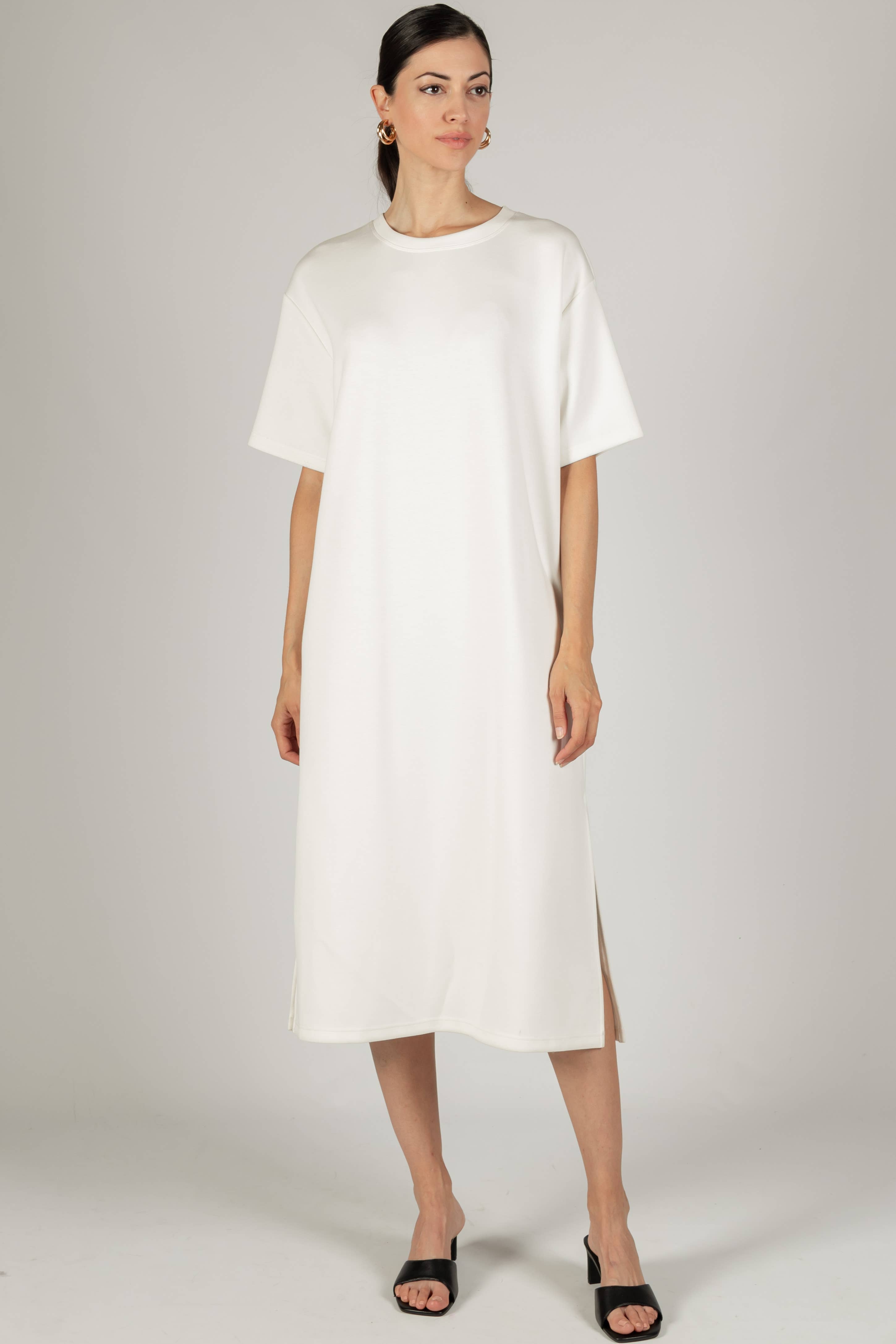 P. CILL Butter Modal Midi T-Shirt Dress: WHITE OR BLACK – Heart 2