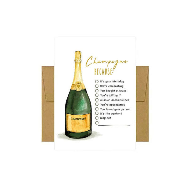 Champagne Because Checkboxes Greeting Card
