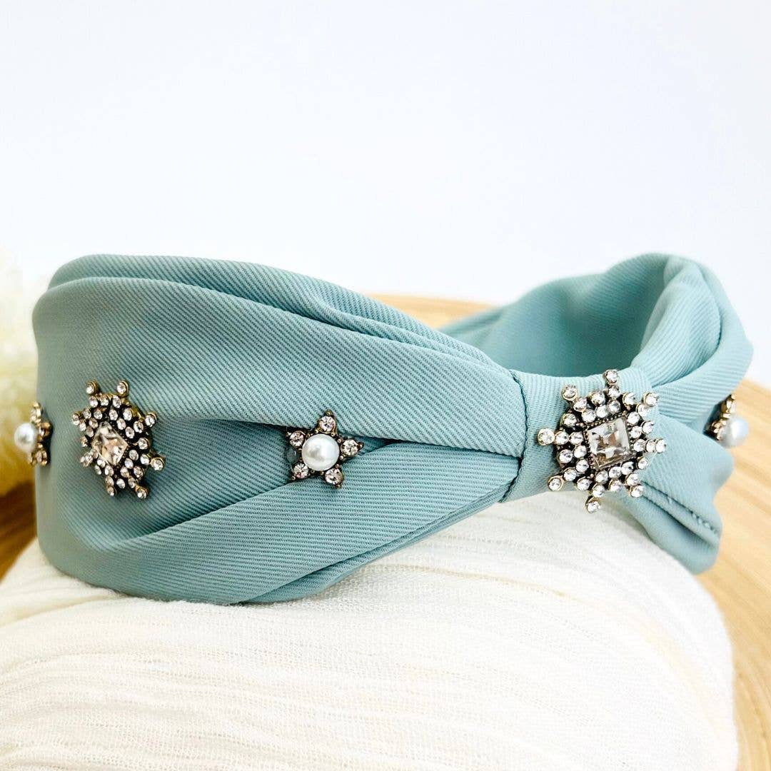 Bejeweled Headband | Cute Blue Headband | Wide Jewels