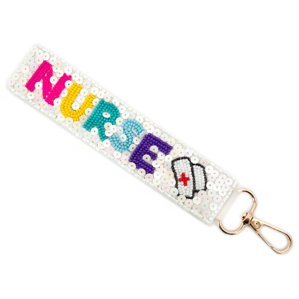 SEED BEAD NURSE KEYCHAIN 19-0931: Wt