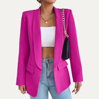 Timeless Solid Color Long Sleeve Open-Front Blazer