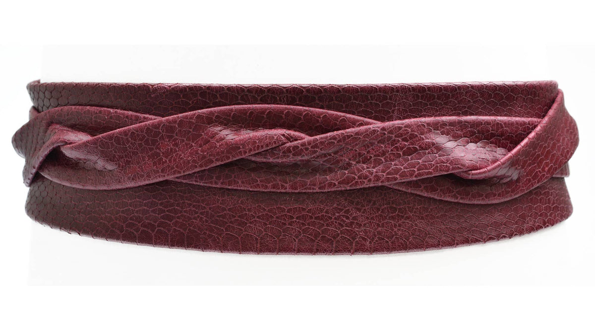 ADA Wrap Belt – Burgundy Small Python | Adjustable OS