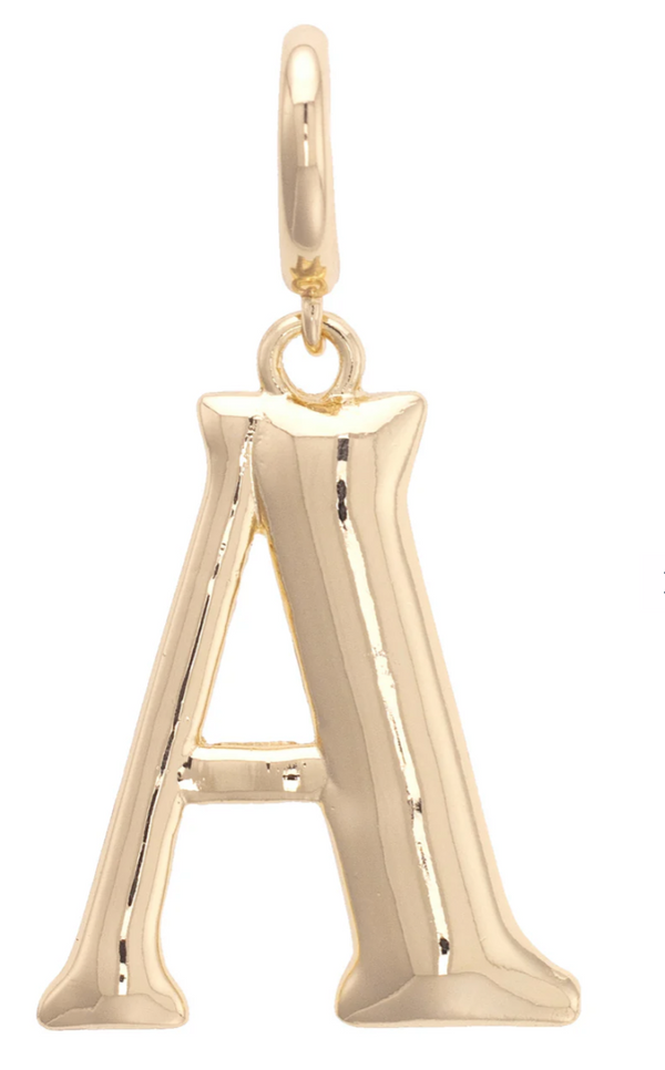 Canvas Style Charm Bar- Letter Initial Pendant Charm in Shiny Gold