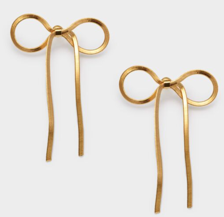 Amelie Waterproof Gold Bow Oversized Earrings