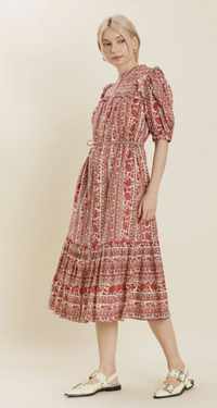 Ellie Floral Ruffle Midi Dress