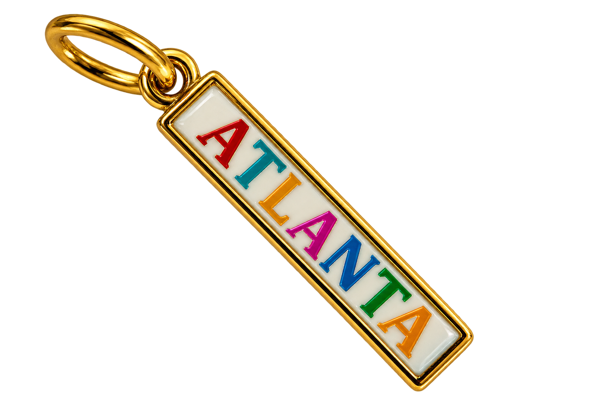 Framed Pendant Charm "404" or "Atlanta" : Antique Gold