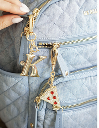 Canvas Style Charm Bar- Letter Initial Bag Charm in Shiny Gold