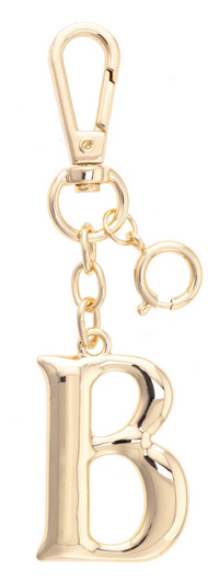Canvas Style Charm Bar- Letter Initial Bag Charm in Shiny Gold