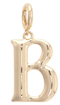 Canvas Style Charm Bar- Letter Initial Pendant Charm in Shiny Gold