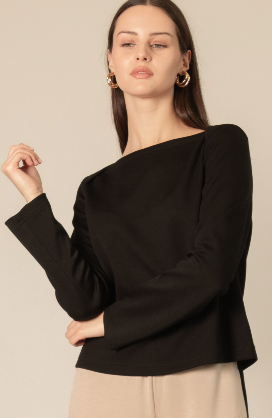 P. CILL Long Sleeve Round Neck Top