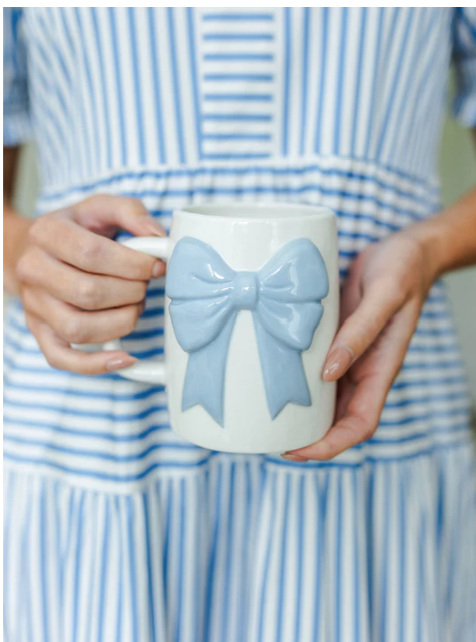 Ceramic Bow Mug | Blue or Pink