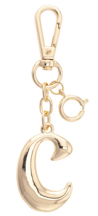 Canvas Style Charm Bar- Letter Initial Bag Charm in Shiny Gold