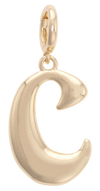 Canvas Style Charm Bar- Letter Initial Pendant Charm in Shiny Gold