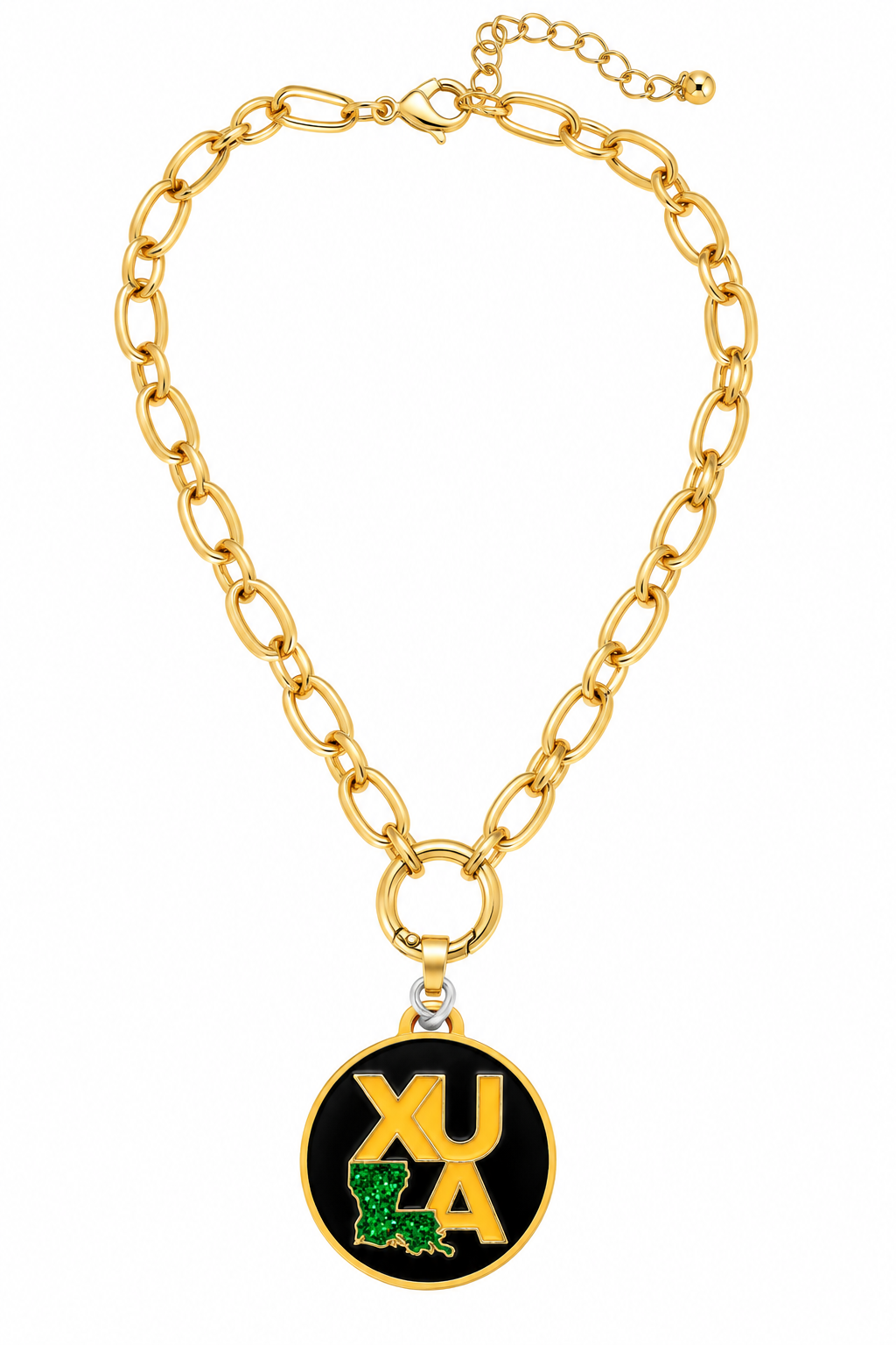 CANVAS STYLE CHARM BAR - Sasha Charm Necklace Base in Shiny Gold and XULA charm