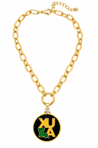 CANVAS STYLE CHARM BAR - Sasha Charm Necklace Base in Shiny Gold and XULA charm