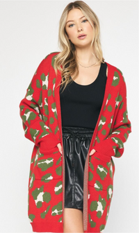 Cristy Red & Green Cardigan