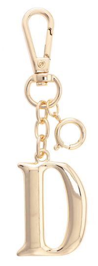 Canvas Style Charm Bar- Letter Initial Bag Charm in Shiny Gold