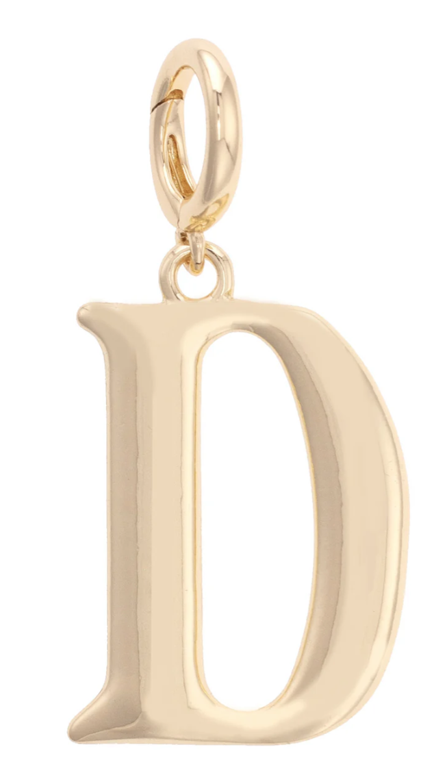 Canvas Style Charm Bar- Letter Initial Pendant Charm in Shiny Gold