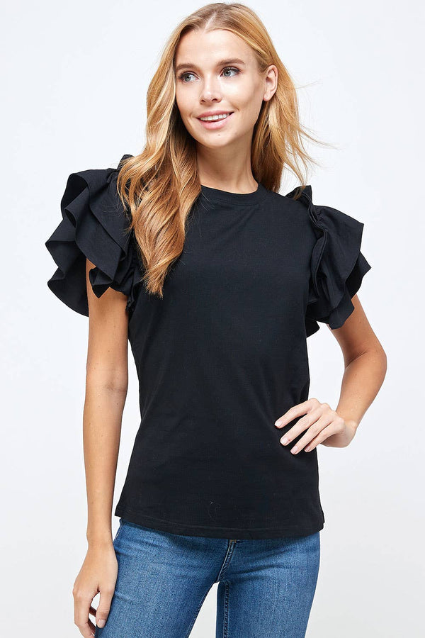 Diane Flutter Ruffle Sleeve Top