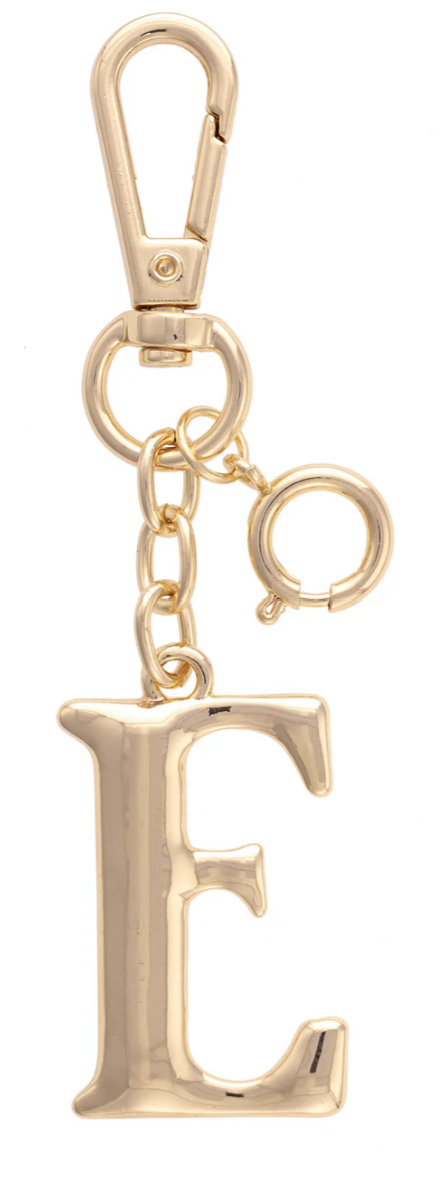 Canvas Style Charm Bar- Letter Initial Bag Charm in Shiny Gold