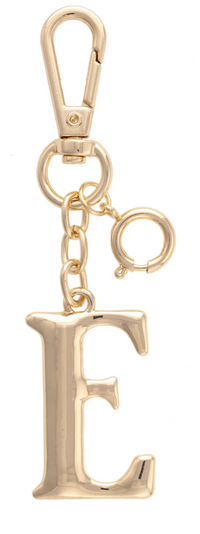 Canvas Style Charm Bar- Letter Initial Bag Charm in Shiny Gold
