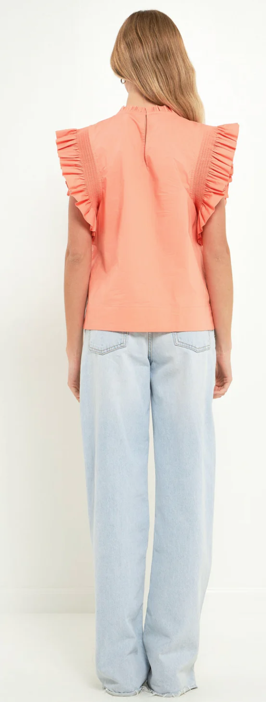 Solana Ruffle Sleeve Poplin Top