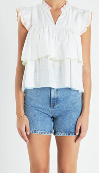 Elani Colorblock Edge Tiered Top