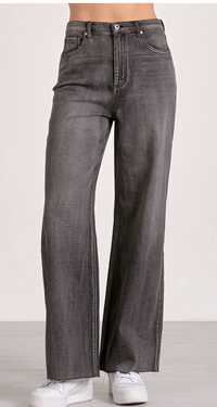Elan Black Wash High Waisted Wide Leg Jeans