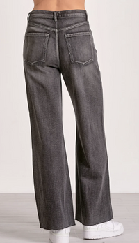 Elan Black Wash High Waisted Wide Leg Jeans