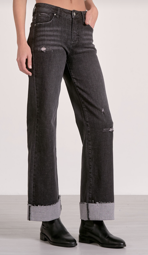 Judy Grey Wash Cuffed Jeans