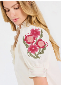 Mary Square Emmie Embroidered Top | Ivory