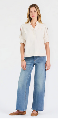 Mary Square Emmie Embroidered Top | Ivory