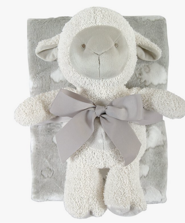 Blanket Toy Set - Blue Lamb, Pink Lamb & Gray