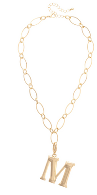 Canvas Style Charm Bar- Letter Initial Pendant Charm in Shiny Gold